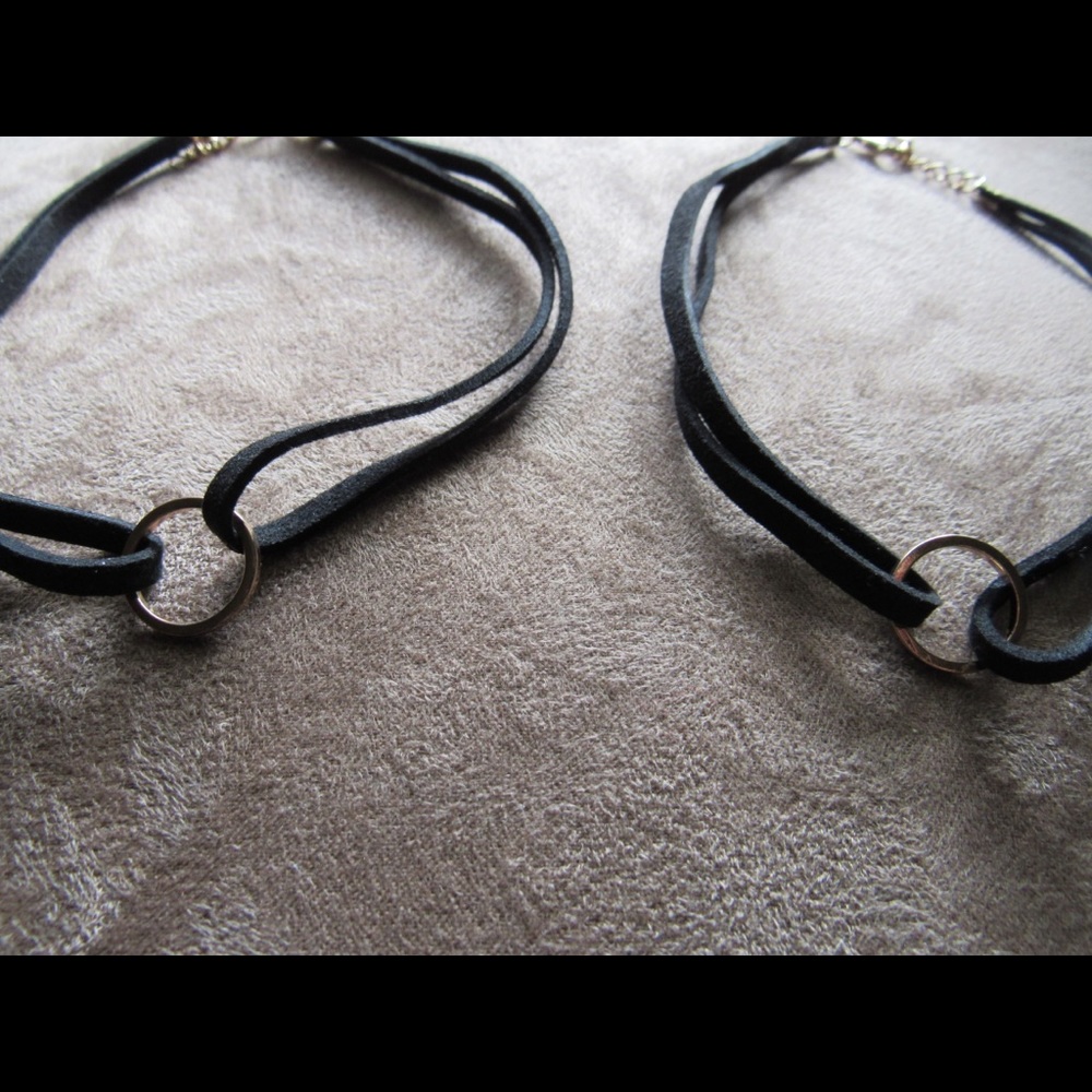 Two black circle chokers